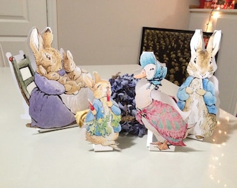 INSTANT DOWNLOAD MEDIUM - Peter Rabbit Cut-Out Stands - 12 Characters - Baby Shower Table Decorations - Beatrix Potter Peter Rabbit Stands