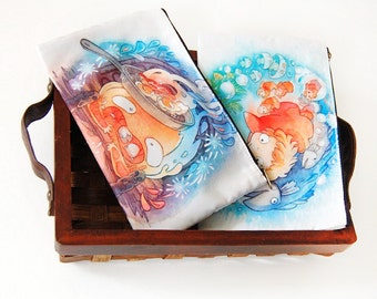 Howl's Moving Castle Calcifer Ponyo Zipper Bag