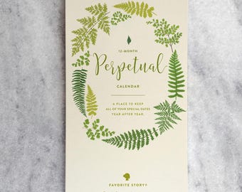 Perpetual Calendar, Fern Birthday Calendar, Wall Calendar for anniversaries & birthdays