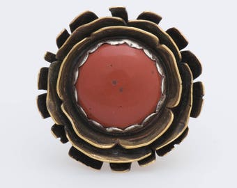 brass and sterling flower ring size 8