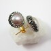 Pink Freshwater Pearl Pave Earring,22K Gold plate Sterling Silver Posts, Pearl and Pave Earrings,Silver Pearl Earring-1 Pair-SKU:694004-VM