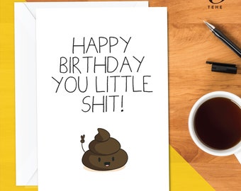 Happy Birthday You Little Shit Card | Profanity Cards | Birthday Cards | Occasion Cards | Little Shit Birthday Card | Card For Brother Funny