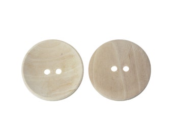 Unfinished wooden sewing buttons 20, 30, 35 or 40mm large buttons - set of 2