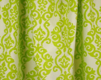 Green Damask Fabric Luminary Meadow