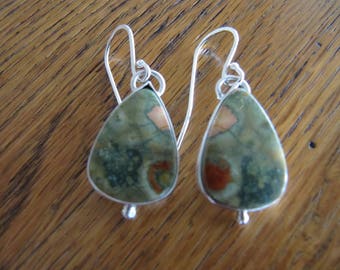 Colorful Earrings of Rain Forest Jasper in Sterling Silver