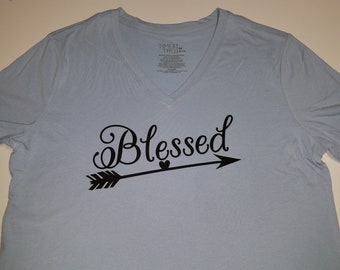 Blessed blue v-neck tshirt Medium 8/10