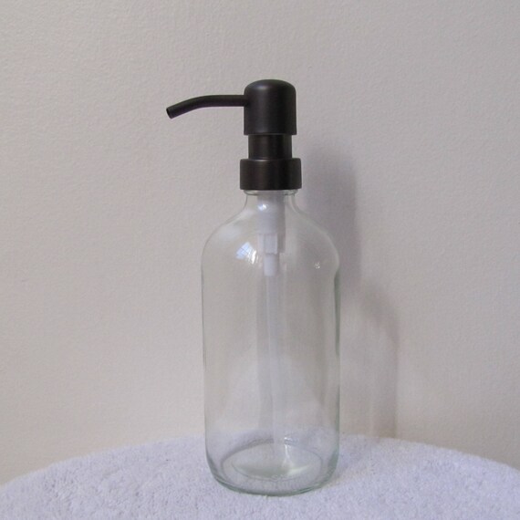 Clear Glass Soap Dispenser with Oil Rubbed Bronze Metal Pump