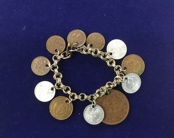 7” Random Foreign Coins bracelet