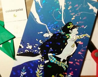 HOLOGRAPHIC 5.5"x8.5" print - JJBA Aquarium Jotaro Kujo Jojo's Bizarre Adventure