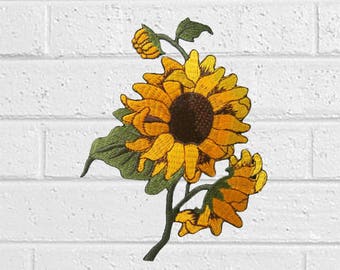 Sunflower Patch -Flower Patch - Iron On Patches - Patches for Jackets, Jeans , Cap - Cool Badge Size 3.5" (W) x 4.7" (H)