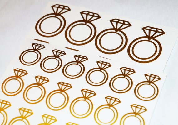 35 Diamond Ring Stickers Invitation Seals Bridal Shower