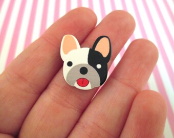 6 French Bulldog or Boston Terrier Cabochons, #1086