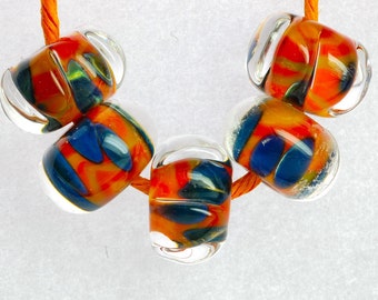 sra handmade lampwork beads boro beads sets brightly colored and faceted set of 5 beads by paulbead