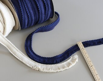 Navy Brush Fringe trim by the yard / Blue 1.25" Cotton Fringe Trim / Pillow Trim / Pillow Fringe / American Made Vintage Trim
