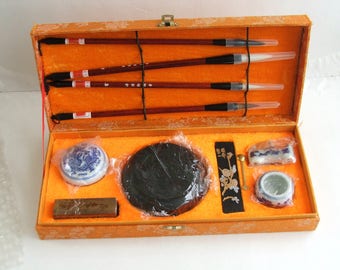 Chinese Sumi Set, Vintage Sumi Set, Calligraphy Set