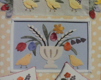 Easter Chicks #512 - Primitive wool applique pattern - Pillow and Wall Hanging Bonnie Sullivan - Flannel or Wool - All Through the Night