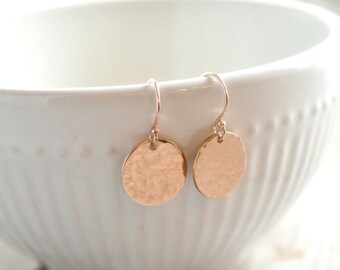 Rose Gold Hammered Disk Earrings