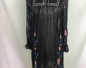 70's Made in India Festival Dress with Painted Sleeves