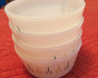 Fire King 6oz milk glass custard bowls Set of 4