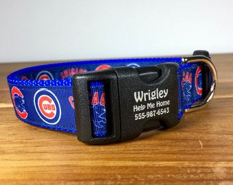 Fly the W...Chicago Cubs American Baseball Personalized Unisex Wrigley Dog Collar MLB 2016 National League World Series Champions
