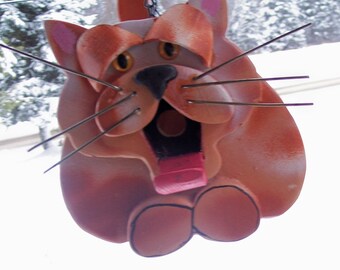 cat bird house wood hanging bird house