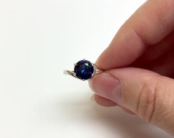 Sapphire Size 6 Sterling Silver Ring