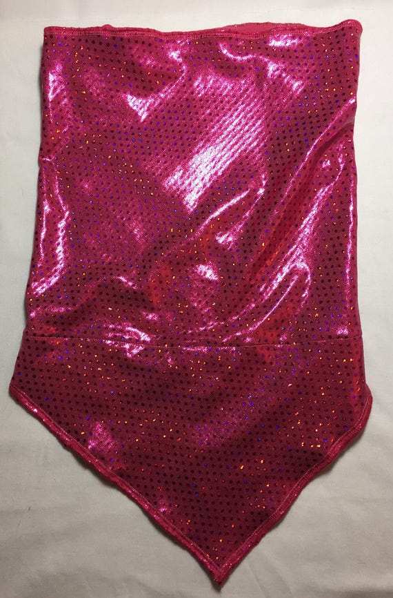 Holographic Raspberry/Fuschia Spandex Bandana w/ Holo Rainbow Dot pattern and Hidden Stash Pocket