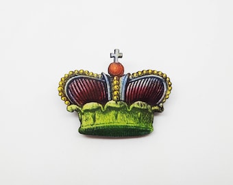 Crown Brooch Pin Badge Queen of Hearts Royalty Alice in Wonderland Lewis Carroll John Tenniel Brooch Pin Jewellery Gift For Her