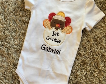 Appliqué First Gobble Onesie - Perfect for Thanksgiving - Everyday wear - Customizable