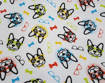 Flannel Fabric - Prep School Pups - By the yard - 100% Cotton Flannel