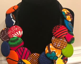 African print bib necklaces