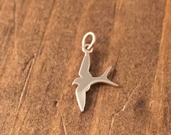Solid Sterling Silver Swallow Bird Charm, Bird Pendant, 925 Sterling Earring Jewelry, Necklace Findings