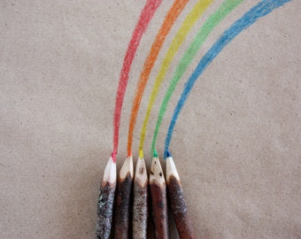 Rainbow Twig Pencils, Set of 5 Coloured Twig Pencils, Rustic Twig Pencils