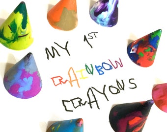 My 1st Rainbow Crayons - Original Cone Rainbow Crayons (Set of 5 Recycled Crayons) - Toddler Crayon Gift Set - Easter Crayon Gift for Kids