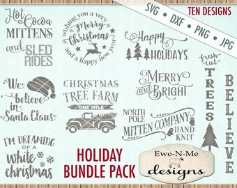 Christmas svg bundle - christmas svg files - Holiday svg bundle - old antique truck christmas tree svg - Commercial use svg, dxf, png, jpg