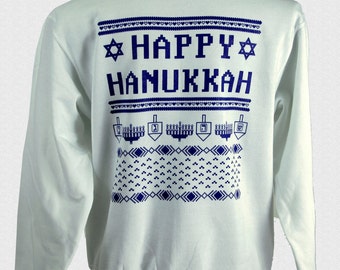 Ugly Hanukkah Sweater White Crewneck Sweatshirt For Sale