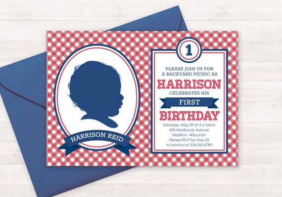 picnic birthday invitation kids custom silhouette invite and