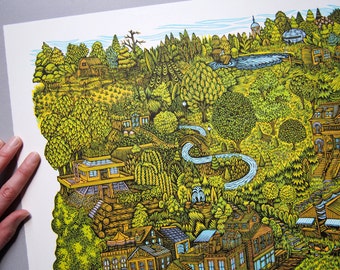 Community - Woodcut Print, Woodblock Print by Tugboat Printshop