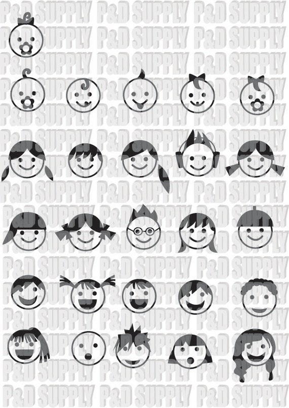 Baby and Kid faces WITH BONUS SVG dxf Digital Cut file for
