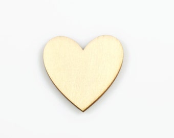 HEART WOOD CUTOUT (Set of 5) - Heart Laser Cut Natural Wood Cutout (5cm)