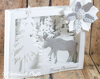 Merry Christmas Winter Wonderland Scene Shadowbox Greeting Card