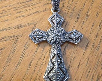 Sterling Silver Marcasite Cross