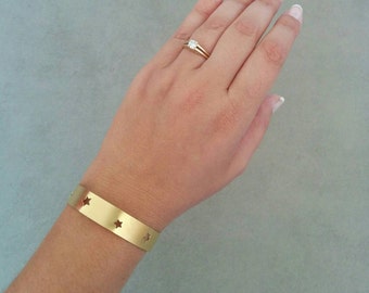 Gold Bracelet, Cuff Bracelet, Gold Cuff, Gold Bangle, Stars Cuff Gold, Bangle Bracelet, Stare Bracelet, Bridesmaid Gift, Bridal Jewellery