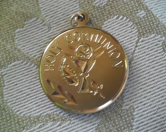 Vintage Gold Filled Holy Communion Pendant Religious Medal