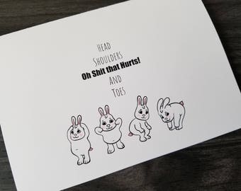 Knee Surgery Handmade Card; greeting card; new knees; feel better; speedy recovery; get well card; knee replacement; hospital