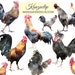 Watercolor Rooster Collection - Commercial and Personal Use