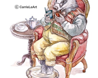 Wind in the Willow Original Watercolor painting ‘Mr Badger’.Badger watercolour.Badger art.Badger poster.Wind in the Willow Watercolor.