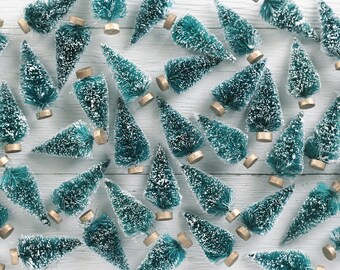 3 Inch Sisal Trees - One Dozen Miniature Frosted Bottle Brush Trees