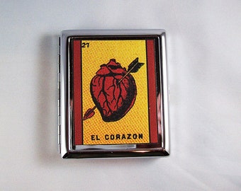 Loteria metal wallet retro cigarette case Mexicana Spanish ID case