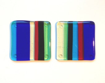 REDUCED PRICE! Set of 2 glass drinks coasters 'Style 3'